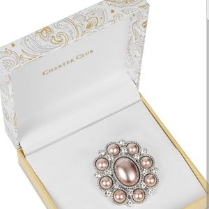 Silver-Tone Pavė & Imitation Pearl Pin